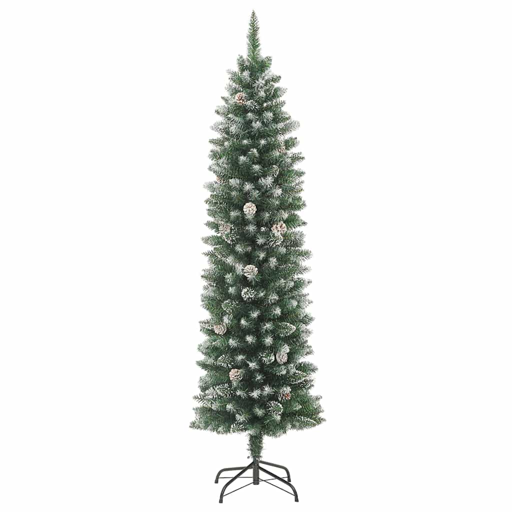 Artificial Slim Christmas Tree Green and White 150 cm