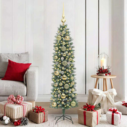 Artificial Slim Christmas Tree Green and White 150 cm