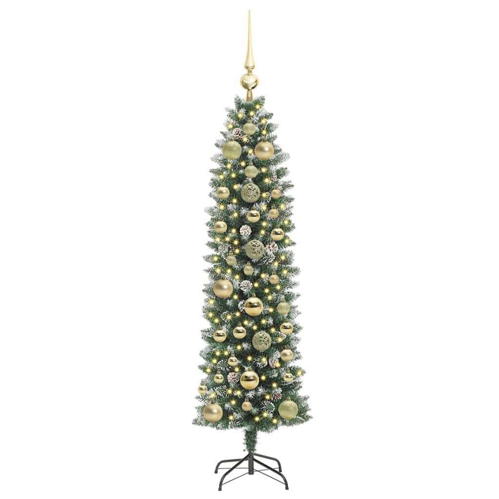 Artificial Slim Christmas Tree Green and White 150 cm