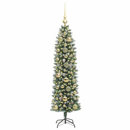 Artificial Slim Christmas Tree Green and White 150 cm