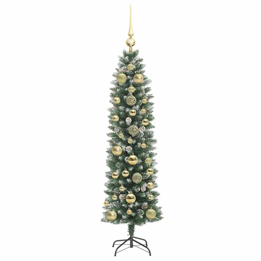 Artificial Slim Christmas Tree Green and White 150 cm