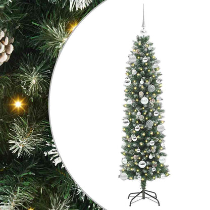 Artificial Slim Christmas Tree Green and White 150 cm
