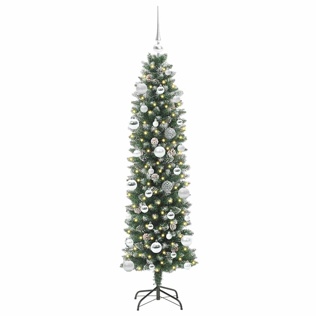 Artificial Slim Christmas Tree Green and White 150 cm
