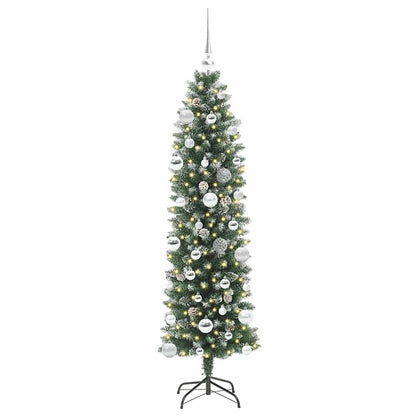 Artificial Slim Christmas Tree Green and White 150 cm