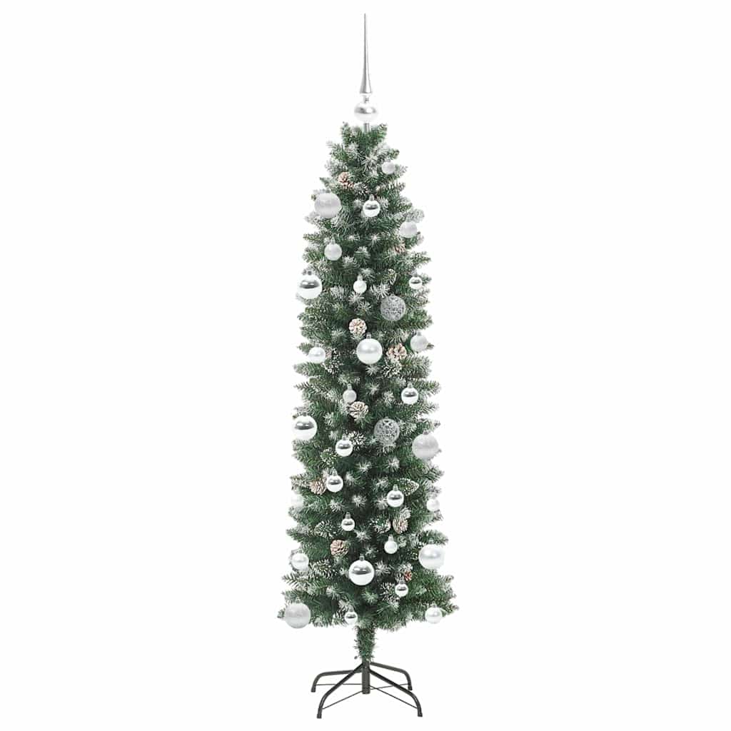 Artificial Slim Christmas Tree Green and White 150 cm