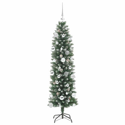 Artificial Slim Christmas Tree Green and White 150 cm
