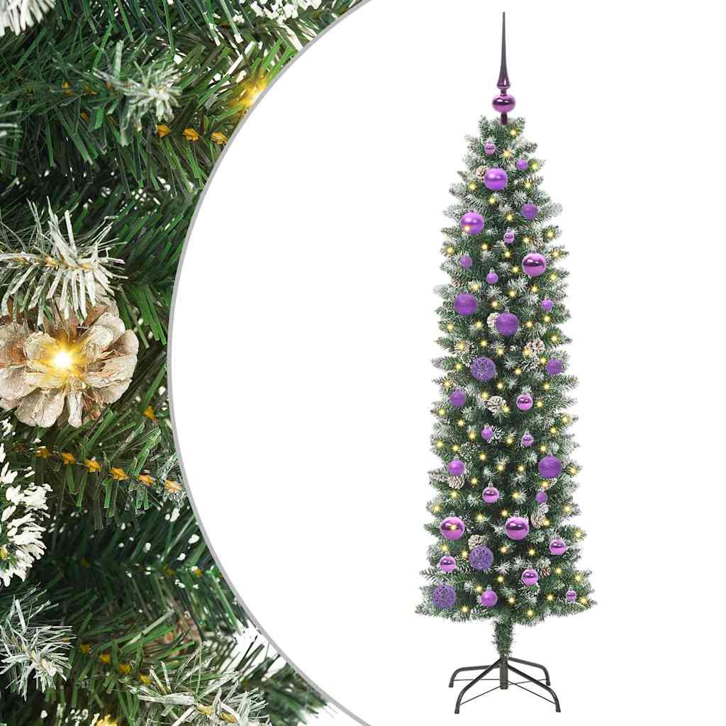 Artificial Slim Christmas Tree Green and White 150 cm