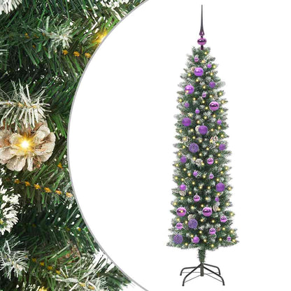 Artificial Slim Christmas Tree Green and White 150 cm