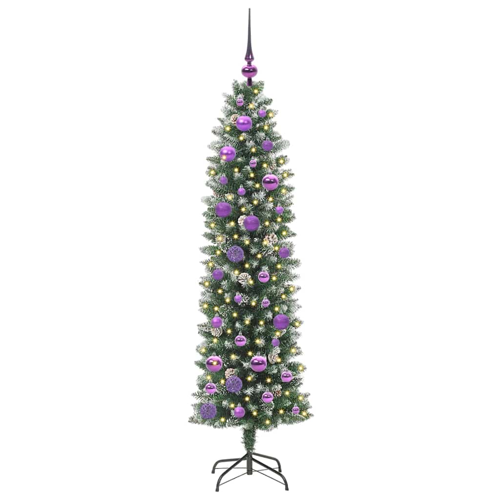 Artificial Slim Christmas Tree Green and White 150 cm