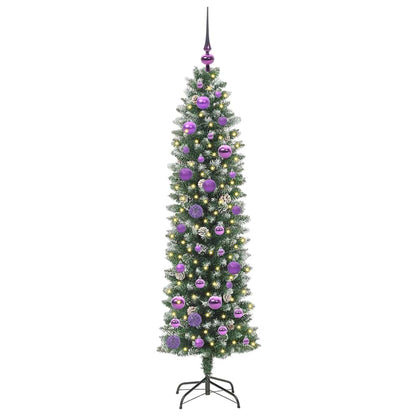 Artificial Slim Christmas Tree Green and White 150 cm