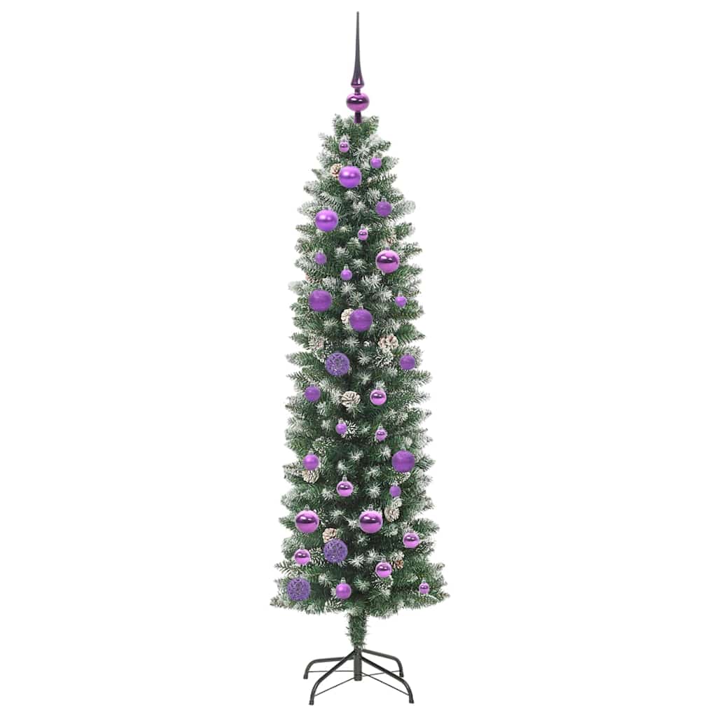 Artificial Slim Christmas Tree Green and White 150 cm