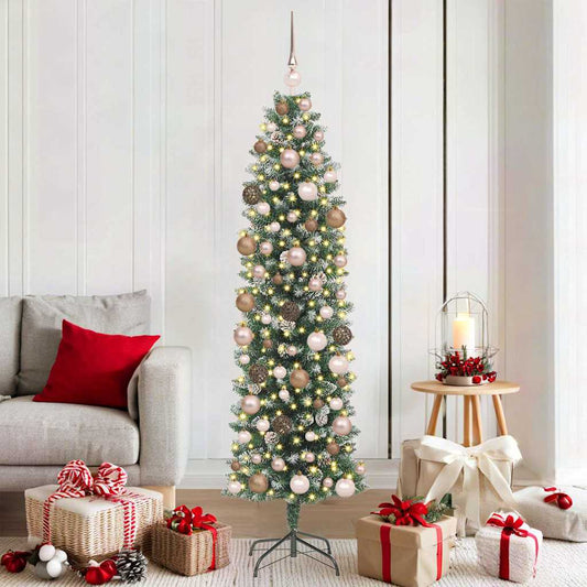 Artificial Slim Christmas Tree with 300 LEDs Green 70.87 in