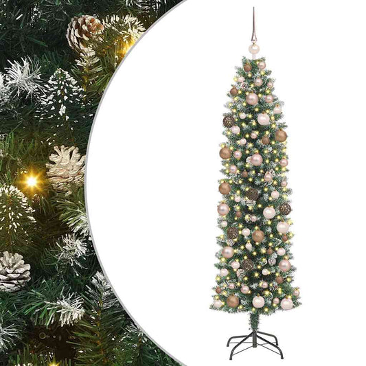 Artificial Slim Christmas Tree with 300 LEDs Green 70.87 in