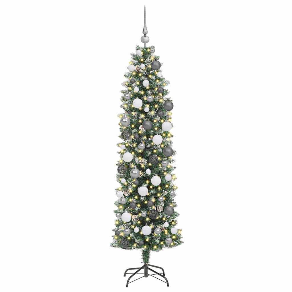 Artificial Slim Christmas Tree with 300 LEDs Green 70.87 in