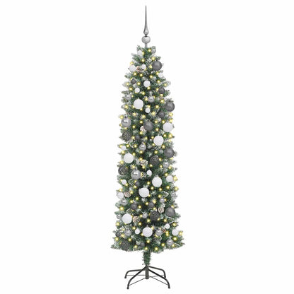 Artificial Slim Christmas Tree with 300 LEDs Green 70.87 in