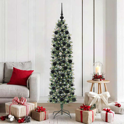 Artificial Slim Christmas Tree Green and White 180 cm