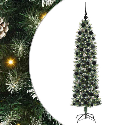 Artificial Slim Christmas Tree Green and White 180 cm