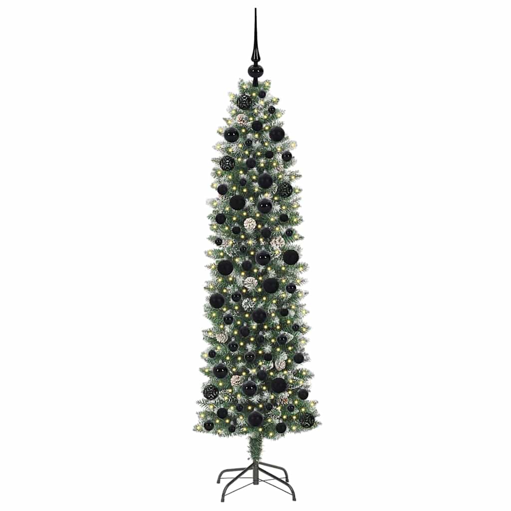 Artificial Slim Christmas Tree Green and White 180 cm