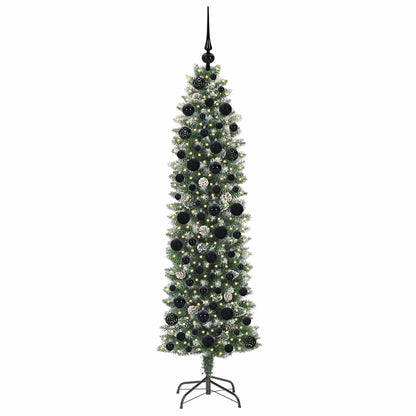 Artificial Slim Christmas Tree Green and White 180 cm