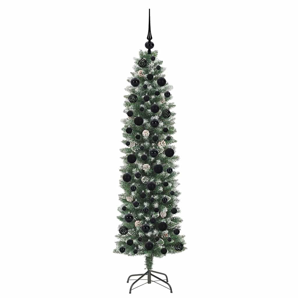 Artificial Slim Christmas Tree Green and White 180 cm