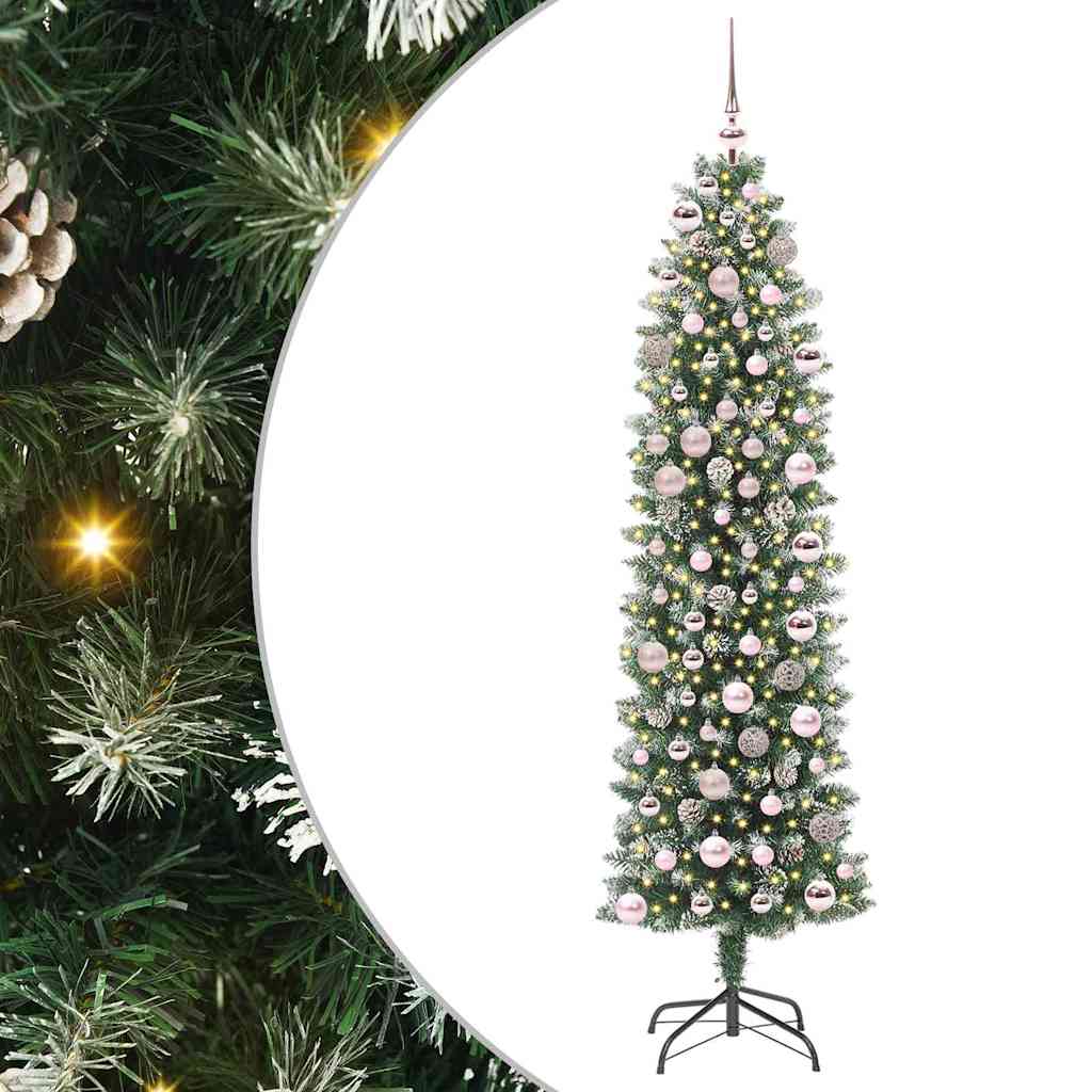 Artificial Slim Christmas Tree Green and White 180 cm