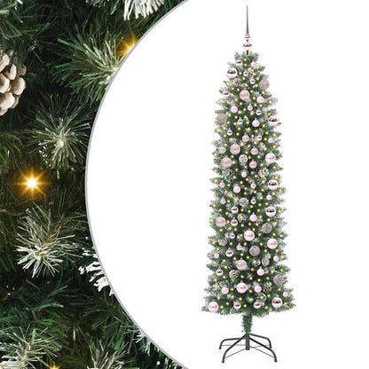Artificial Slim Christmas Tree Green and White 180 cm