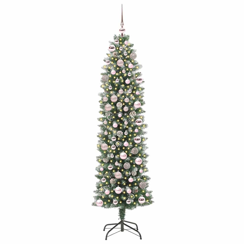 Artificial Slim Christmas Tree Green and White 180 cm