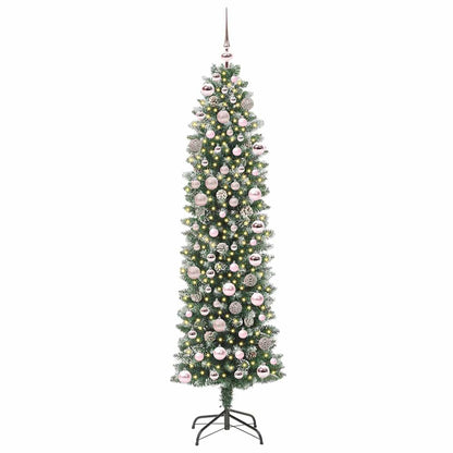 Artificial Slim Christmas Tree Green and White 180 cm