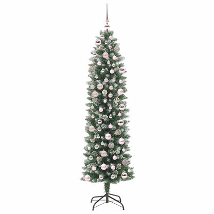 Artificial Slim Christmas Tree Green and White 180 cm
