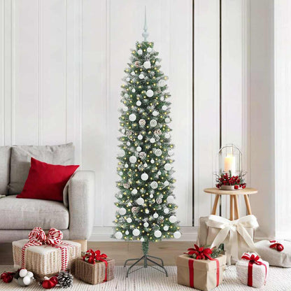 Artificial Slim Christmas Tree Green and White 180 cm