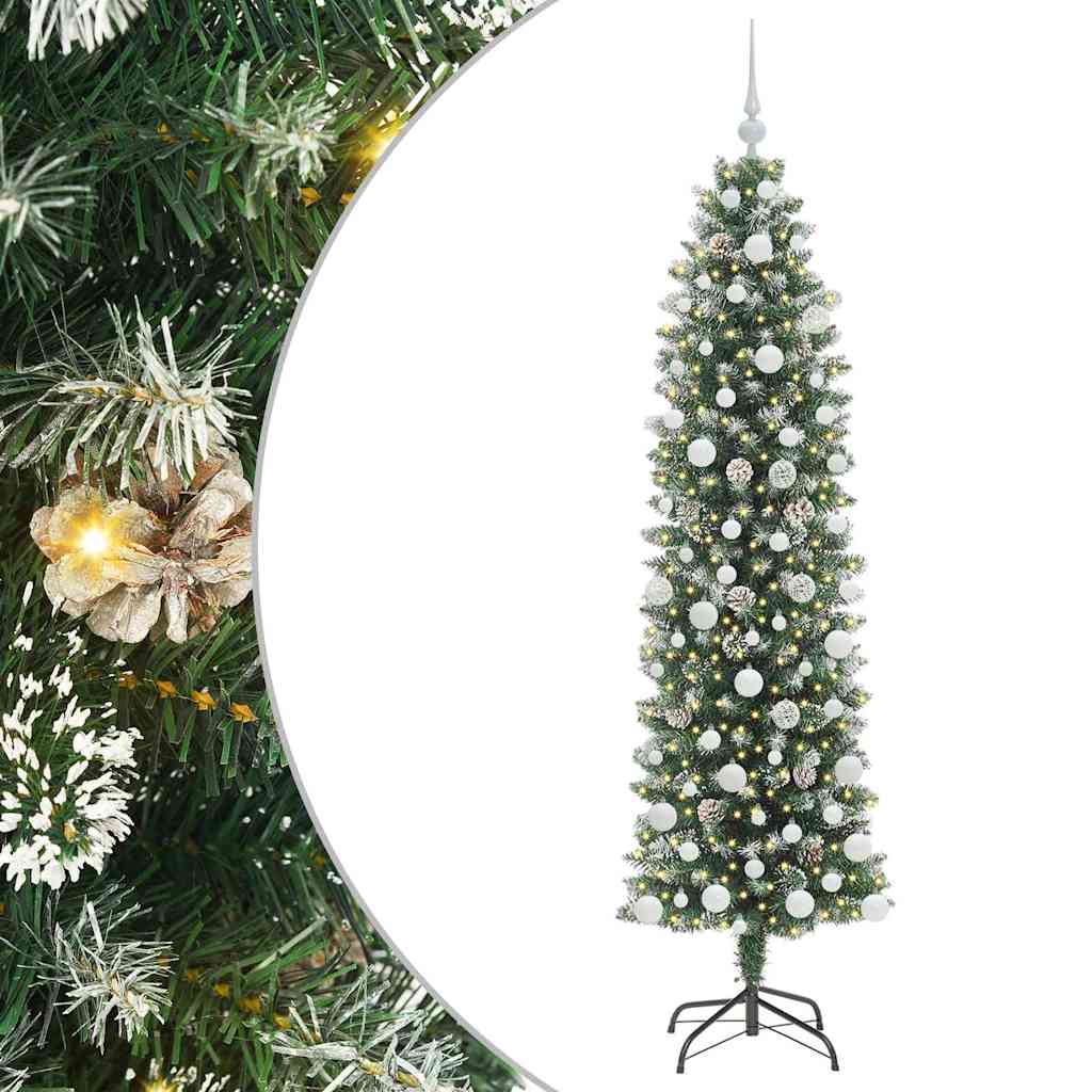 Artificial Slim Christmas Tree Green and White 180 cm