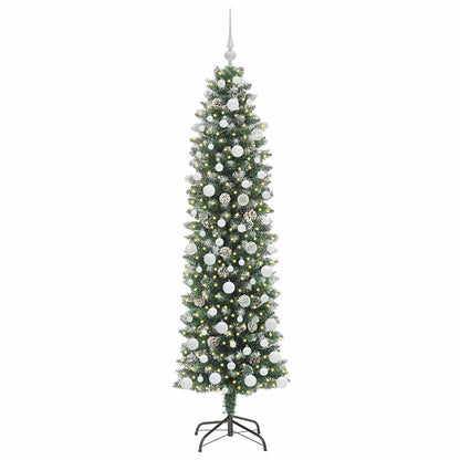 Artificial Slim Christmas Tree Green and White 180 cm