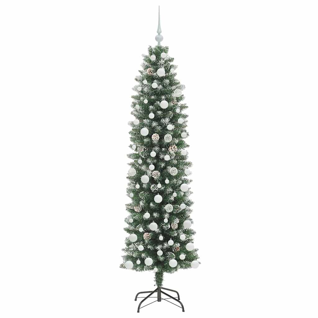 Artificial Slim Christmas Tree Green and White 180 cm