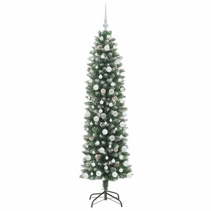 Artificial Slim Christmas Tree Green and White 180 cm