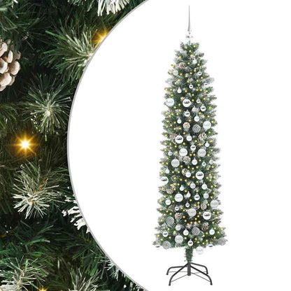 Artificial Slim Christmas Tree Green and White 180 cm