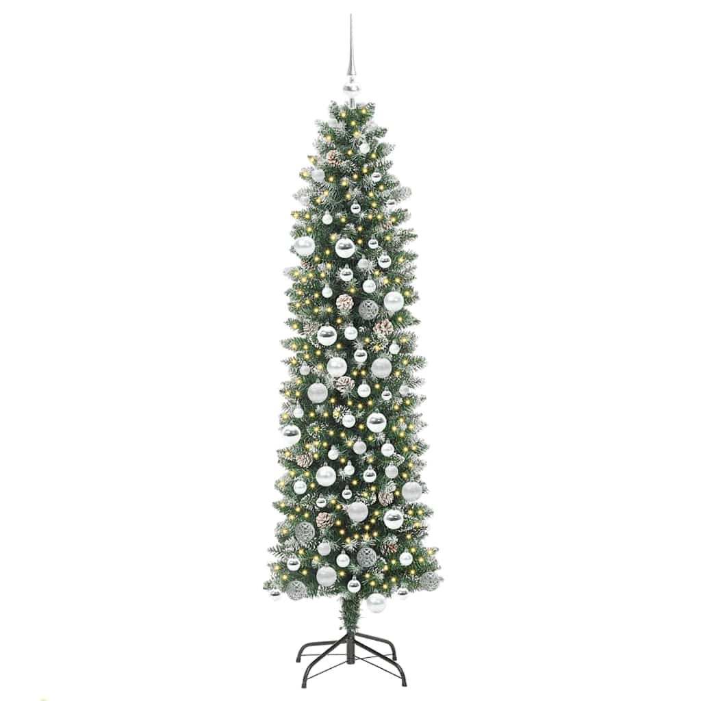 Artificial Slim Christmas Tree Green and White 180 cm