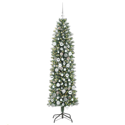 Artificial Slim Christmas Tree Green and White 180 cm