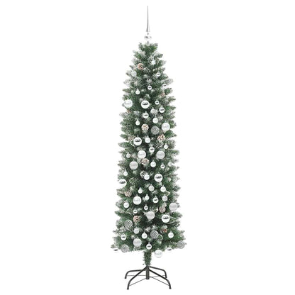 Artificial Slim Christmas Tree Green and White 180 cm