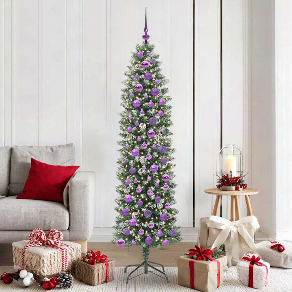 Artificial Slim Christmas Tree Green and White 180 cm