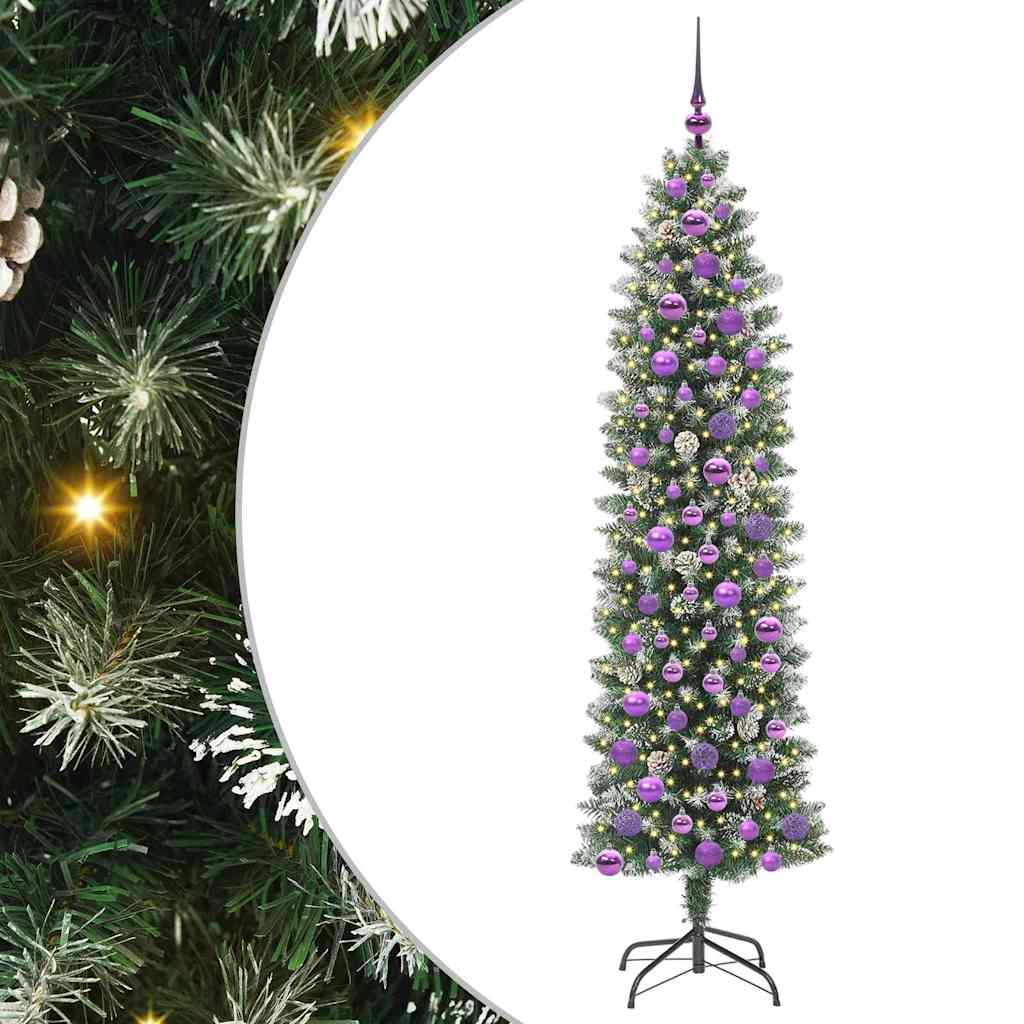 Artificial Slim Christmas Tree Green and White 180 cm