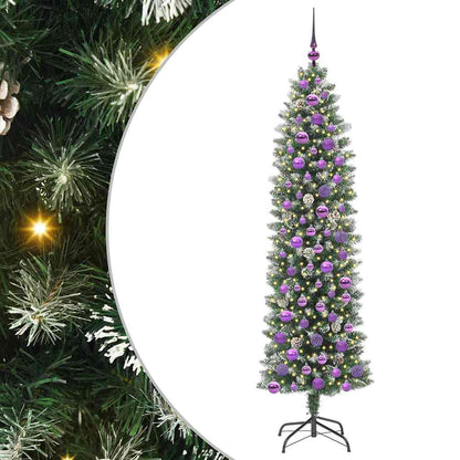 Artificial Slim Christmas Tree Green and White 180 cm