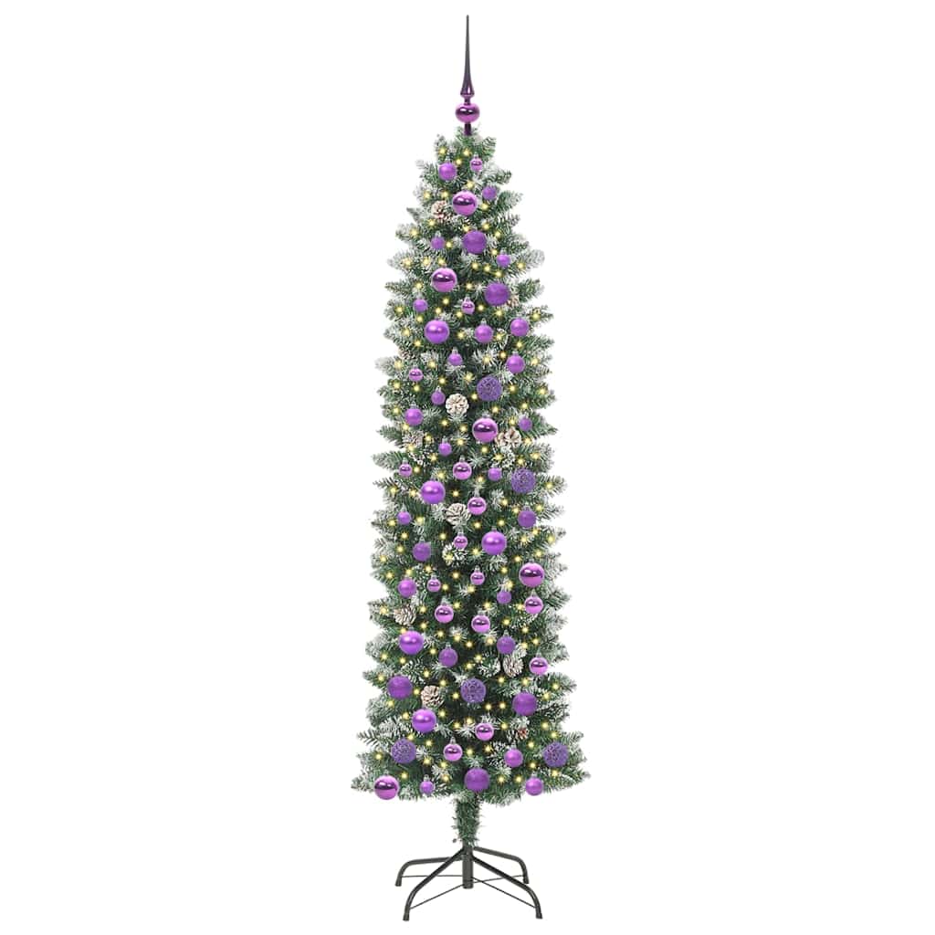 Artificial Slim Christmas Tree Green and White 180 cm