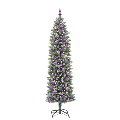 Artificial Slim Christmas Tree Green and White 180 cm