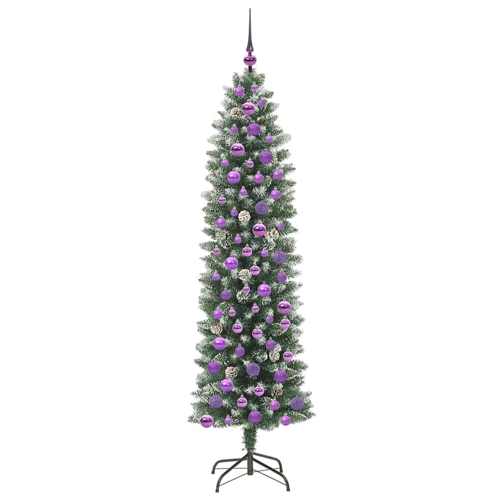 Artificial Slim Christmas Tree Green and White 180 cm
