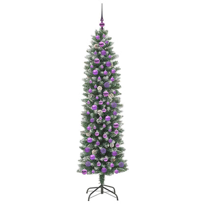 Artificial Slim Christmas Tree Green and White 180 cm