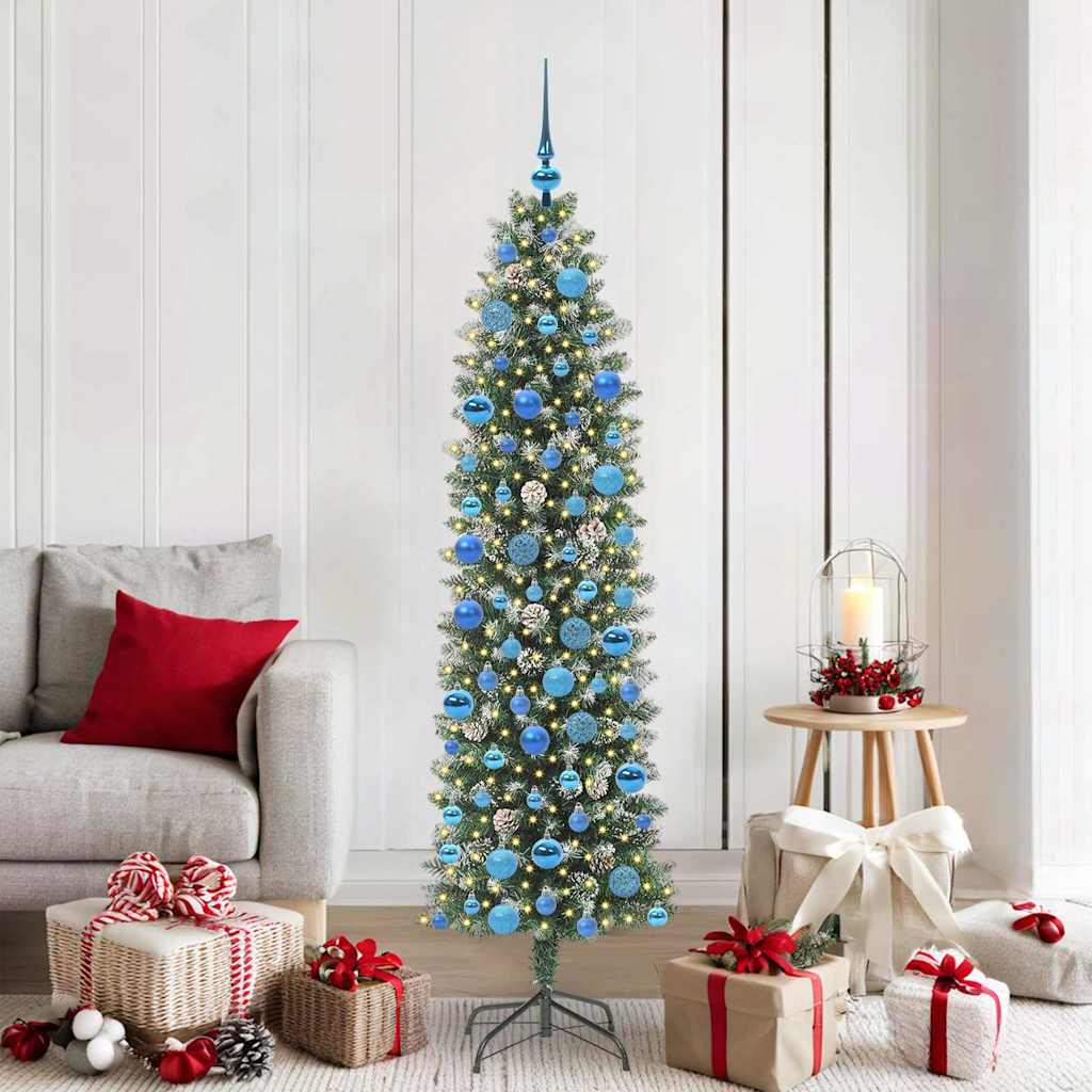 Artificial Slim Christmas Tree Green and White 180 cm