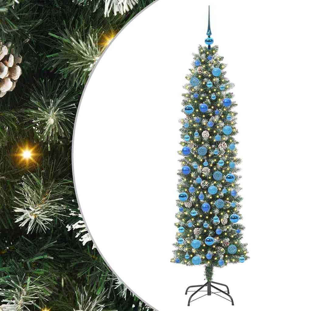 Artificial Slim Christmas Tree Green and White 180 cm