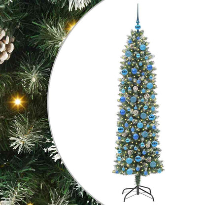 Artificial Slim Christmas Tree Green and White 180 cm