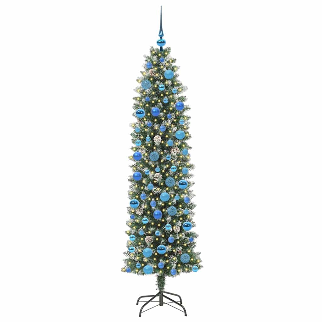 Artificial Slim Christmas Tree Green and White 180 cm