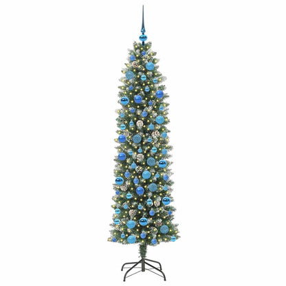 Artificial Slim Christmas Tree Green and White 180 cm